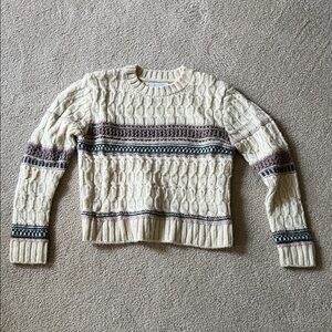 & Other Stories Cream and Brown Cable Knit Sweater